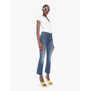 Mother The Hustler Ankle Fray Jeans Healing Jar High Rise Flare Raw Hem 29